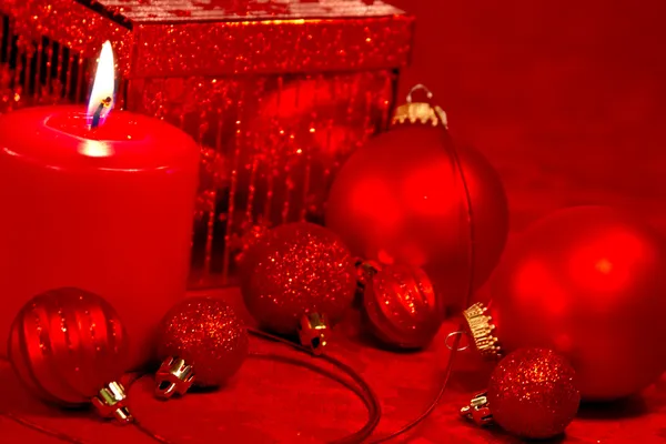 Červené třpytky vánoční — Stock fotografie