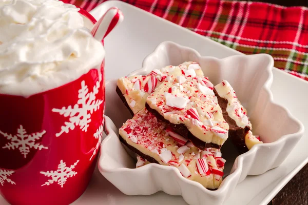 Casca tradicional de hortelã-pimenta de chocolate de férias — Fotografia de Stock