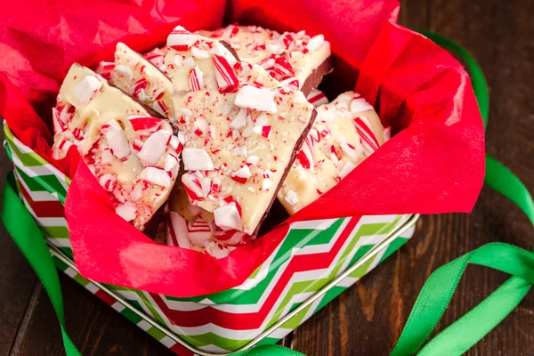 Traditionell semester chocolate peppermint bark — Stockfoto