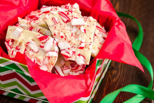 Traditionell semester chocolate peppermint bark — Stockfoto