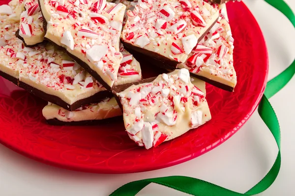 Traditionell semester chocolate peppermint bark — Stockfoto