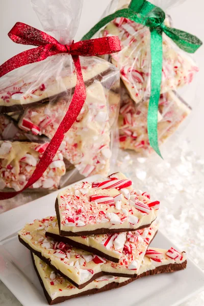 Traditionell semester chocolate peppermint bark — Stockfoto