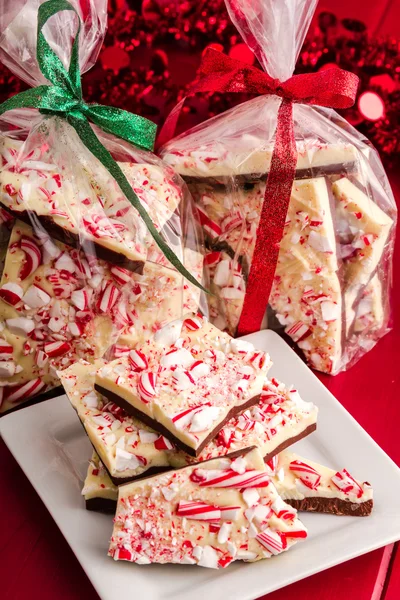 Traditionell semester chocolate peppermint bark — Stockfoto