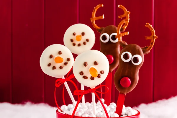 Snowmen and Reindeer Cake Pops — Stock Photo, Image