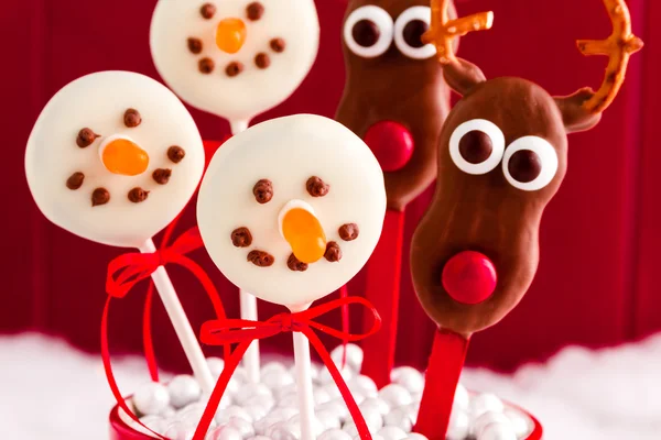 Snowmen and Reindeer Cake Pops — Stock Photo, Image
