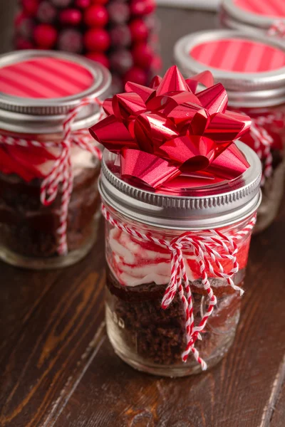 Chocolade Pepermunt cupcakes in een pot — Stockfoto