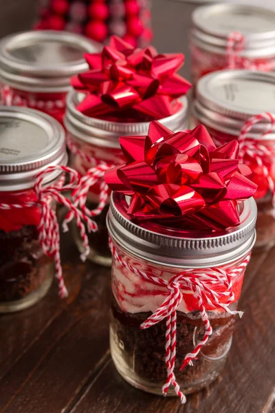 Choklad pepparmint muffins i en burk — Stockfoto