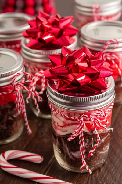 Chocolade Pepermunt cupcakes in een pot — Stockfoto