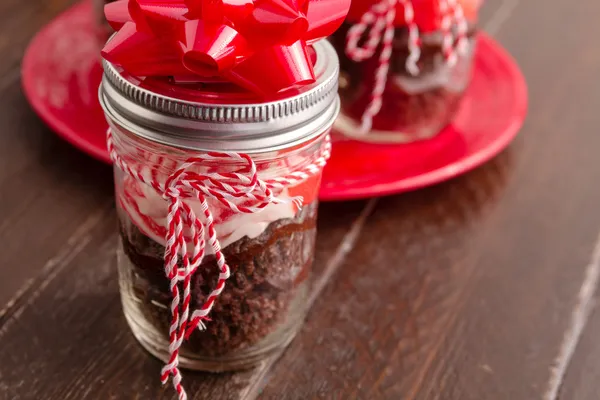 Chocolade Pepermunt cupcakes in een pot — Stockfoto