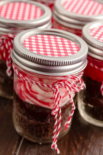 Choklad pepparmint muffins i en burk — Stockfoto
