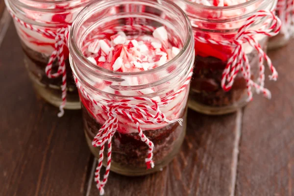 Chocolade Pepermunt cupcakes in een pot — Stockfoto