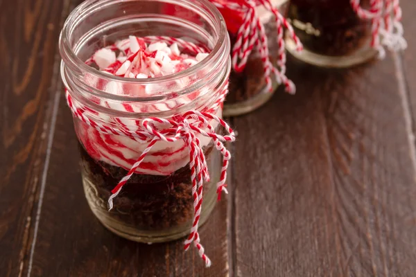 Chocolate Peppermint Cupcakes em um frasco — Fotografia de Stock