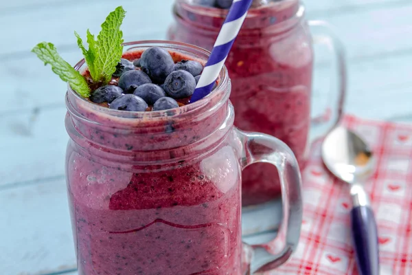 Blueberry and Blackberry smoothie shakes — Stock Photo, Image