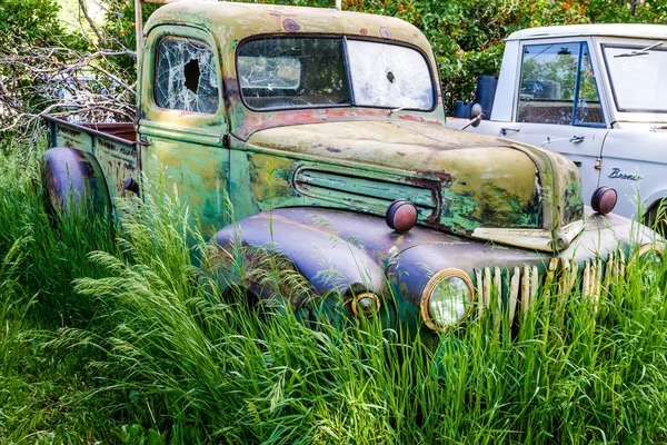 Vintage Abandoned Truck in Field — Stock Photo, Image