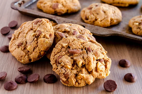 Galletas caseras de chips de chocolate con nueces Imagen de archivo