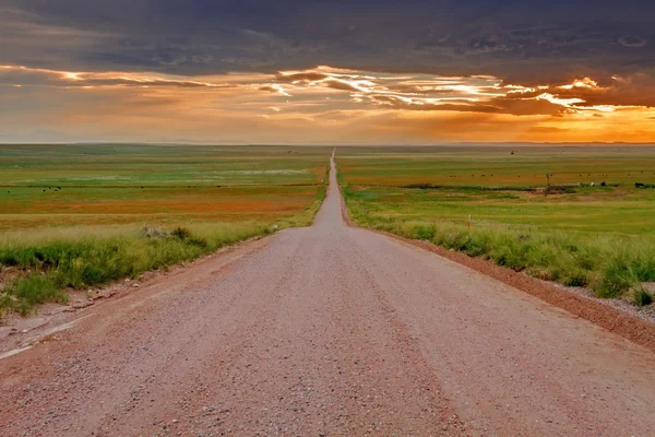 Prairie sonsuz toprak yolda — Stok fotoğraf