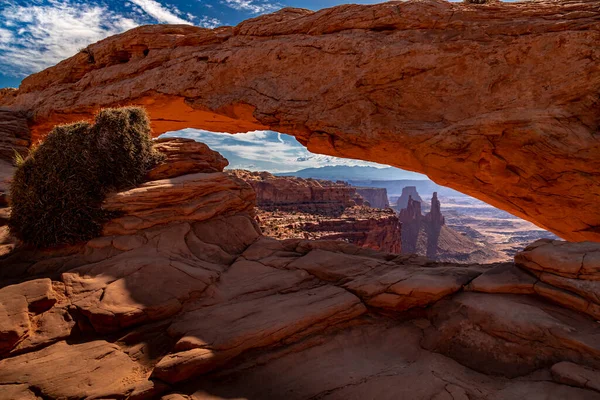Mesa Arch Red Rock Arch Formation Canyonlands National Park Moab — Foto de Stock