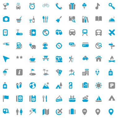 seyahat Iconset mavi & gri