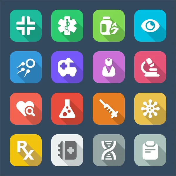 Plat medische icons 2 — Stockvector