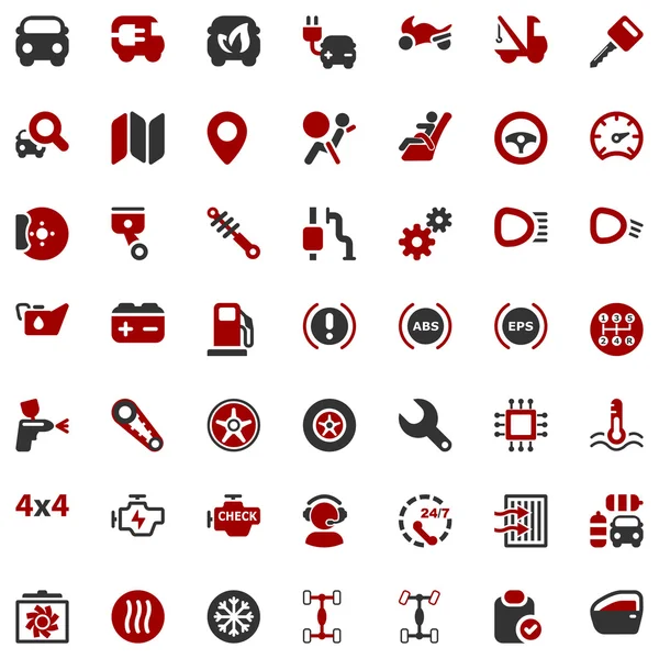 Iconset automobile red & black — Stock Vector