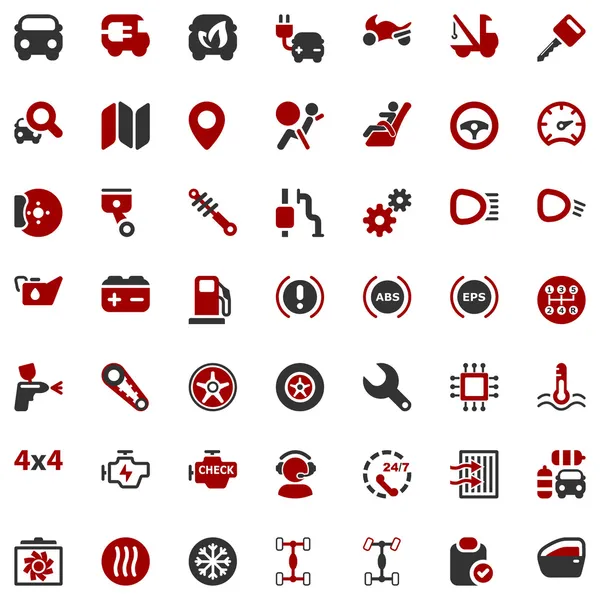 Iconset automobile rouge & noir — Image vectorielle