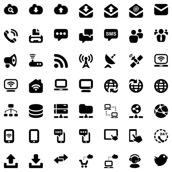 Comunicación iconset negro — Vector de stock