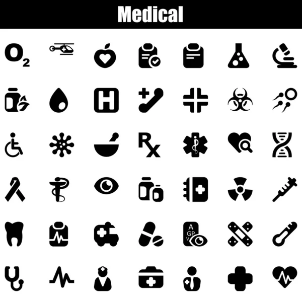 Iconset medico nero — Vettoriale Stock