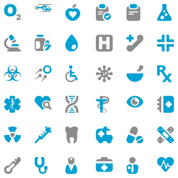 Medizinisches Icon-Set blau & grau — Stockvektor