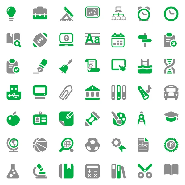 Escuela iconset verde & gris — Vector de stock