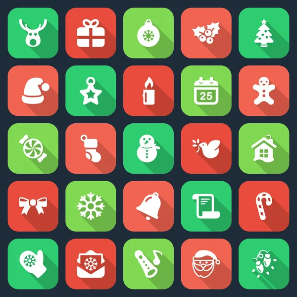 Noel düz Icons set