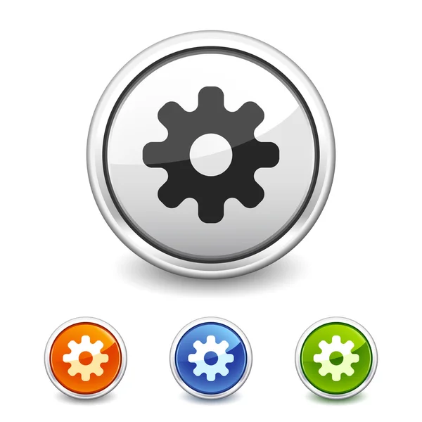 Settings button in four colors — Stock Vector