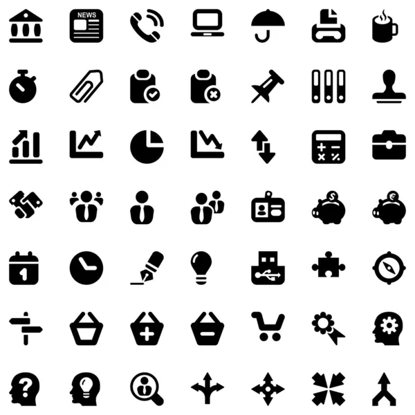 IconSet businnes werken zwart — Stockvector