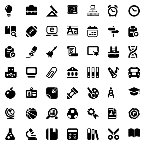 Escuela iconset negro — Archivo Imágenes Vectoriales