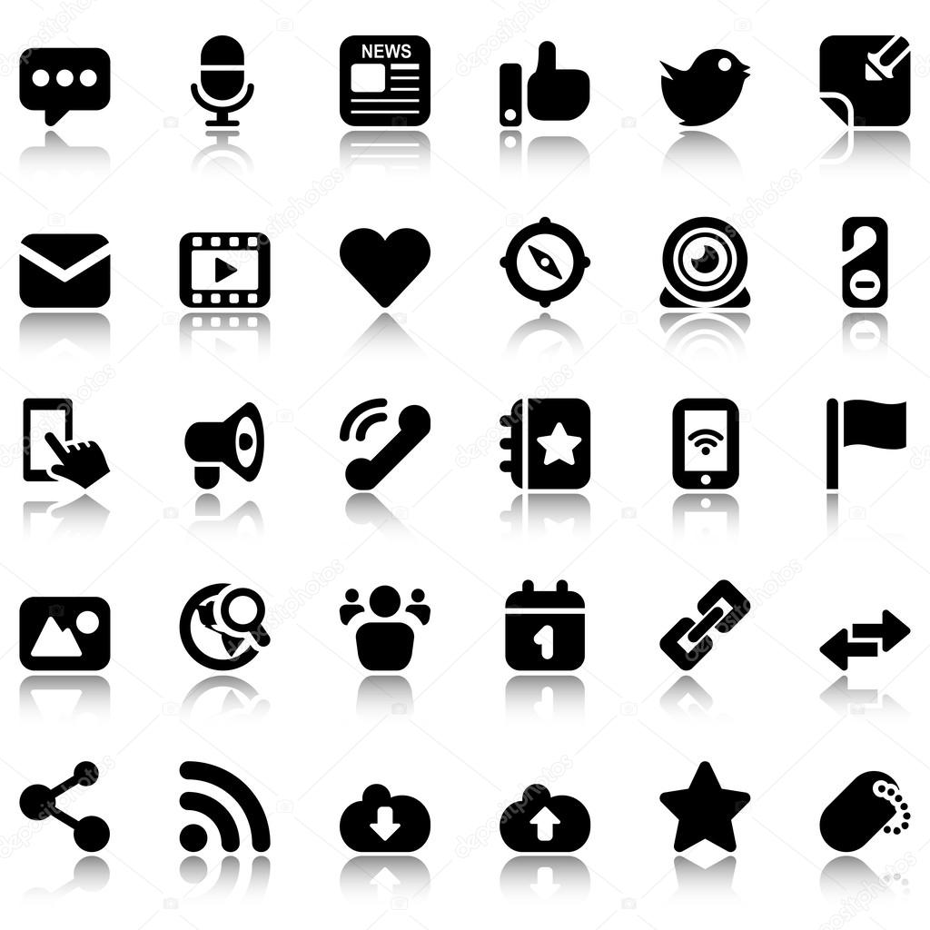 social media black icons with reflex