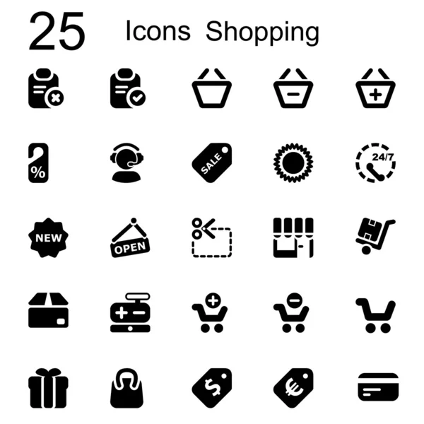 25 grundläggande iconset shopping — Stock vektor