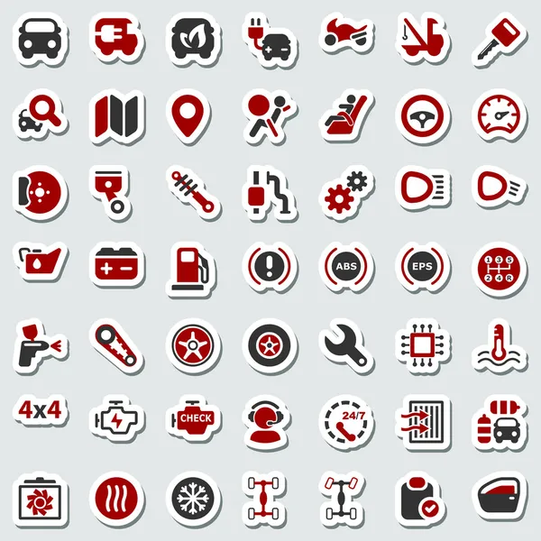 IconSet auto rode & zwarte sticker — Stockvector