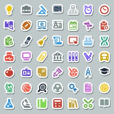 okul Iconset düz renkli sticker
