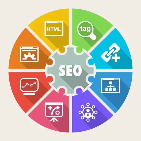 Infografica seo — Vettoriale Stock