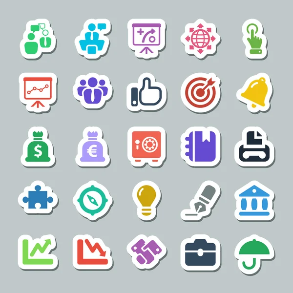 25 basic iconset business, sticker — Stock Vector