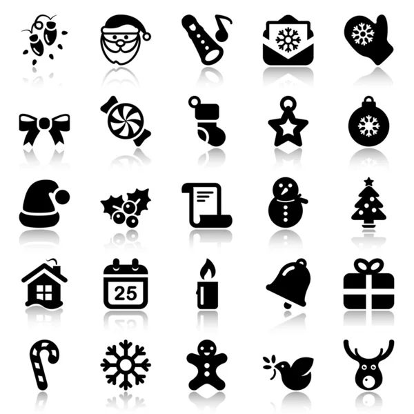 Kerstmis iconset met reflex — Stockvector