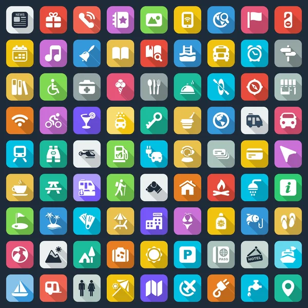 düz seyahat & kamp Iconset