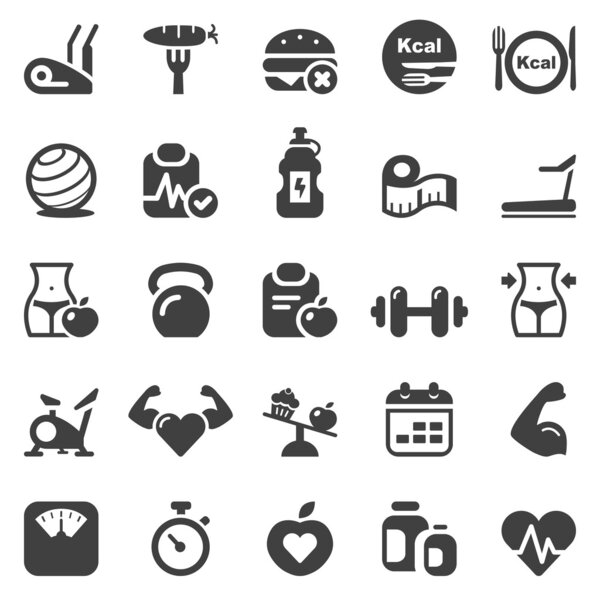 fitness & health iconset black