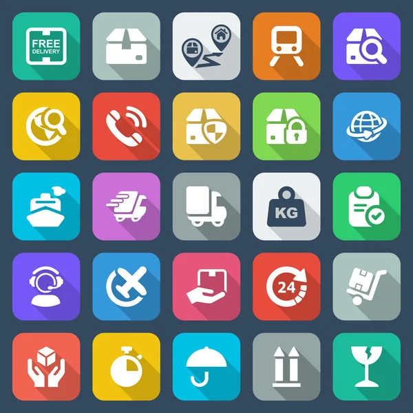 Cores de logística iconset plana — Vetor de Stock