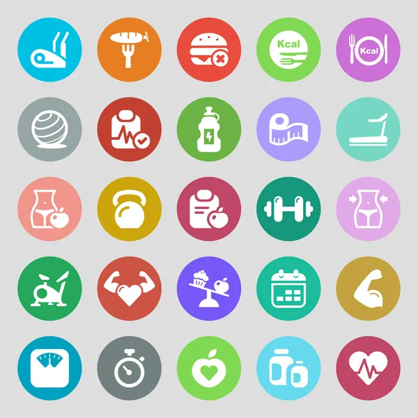 Fitness & health iconset colorido — Archivo Imágenes Vectoriales