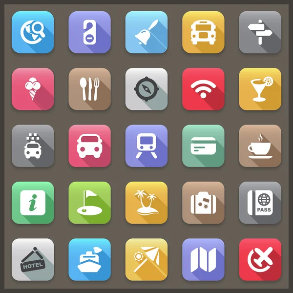 影フラット旅行 iconset — ストックベクタ