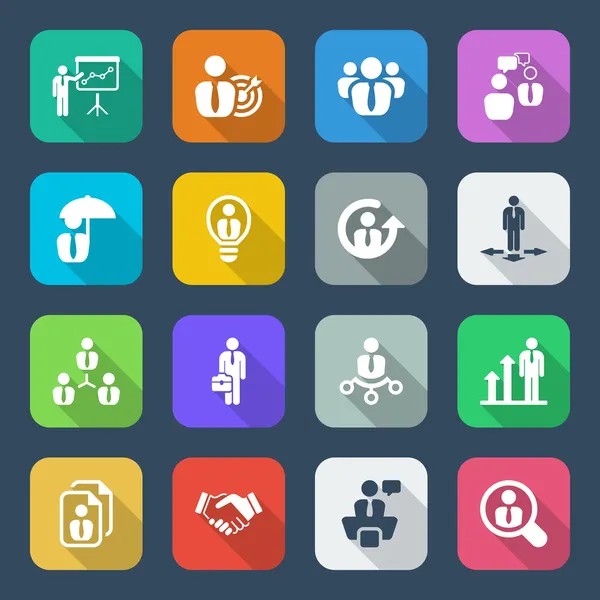 Flat business iconset colorful — Stock Vector