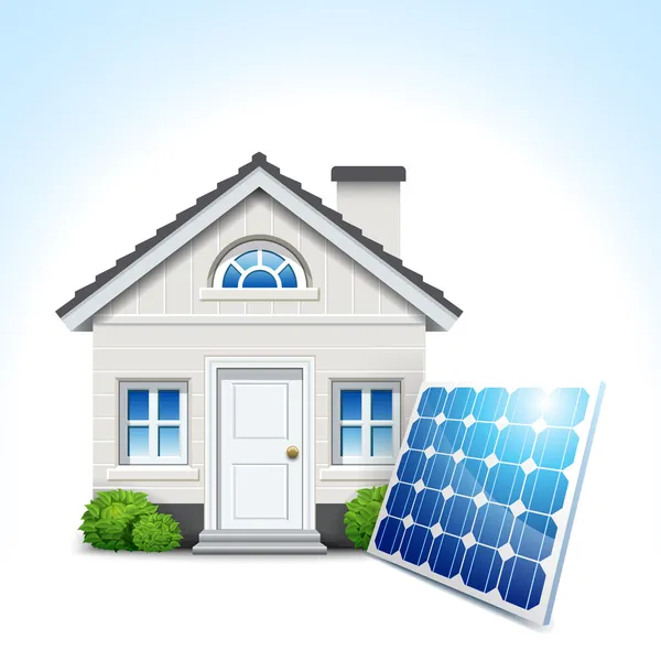 Casa y panel solar — Vector de stock