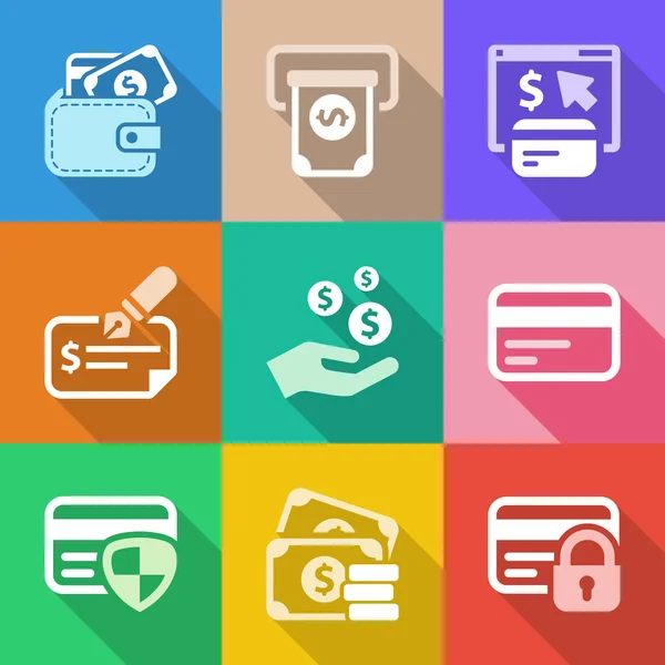 Flat money iconset — Stock Vector