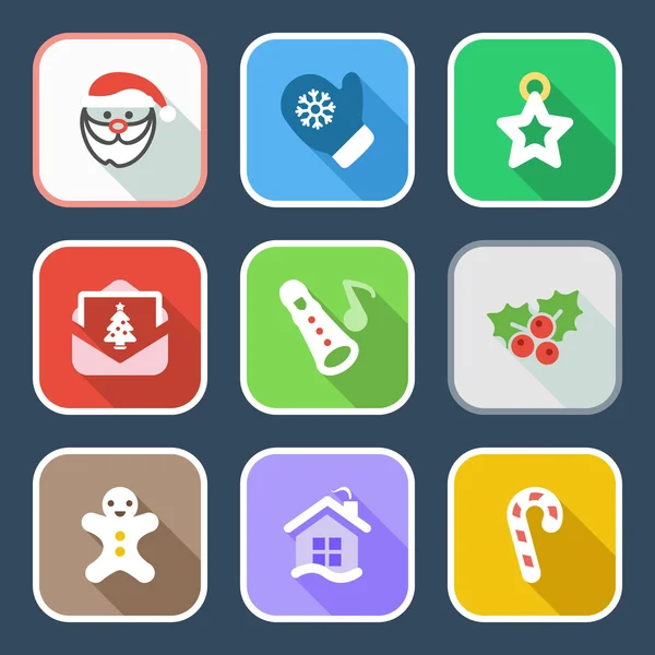 Flat christmas iconset 2 — Stock Vector