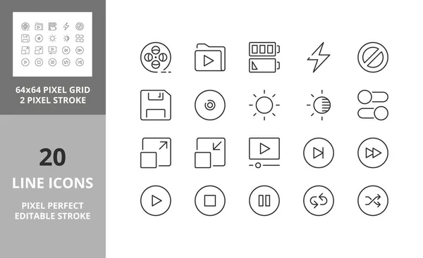 Benutzeroberfläche Thin Line Icon Set Von Umrissene Symbolsammlung Editierbarer Vektorschlag — Stockvektor